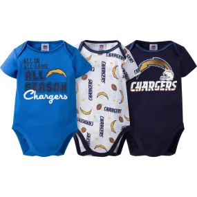 Chargers Infant 3-Pack Logo Onesies (Size 0-3M Left)