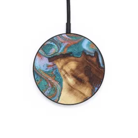 Circle Wood Resin Wireless Charger - Amina (Teal & Gold, 655193)