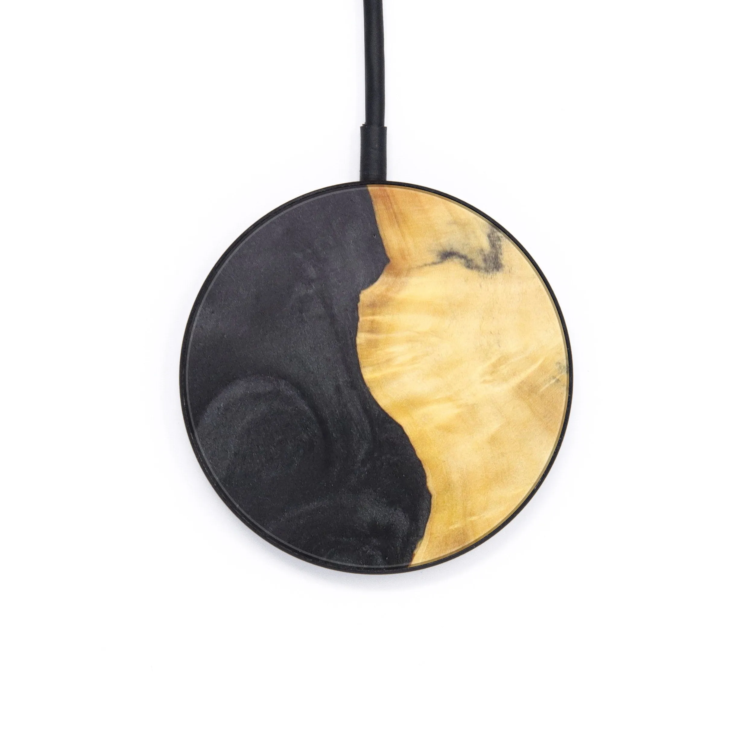 Circle Wood Resin Wireless Charger - Bob (Black & White, 625942)