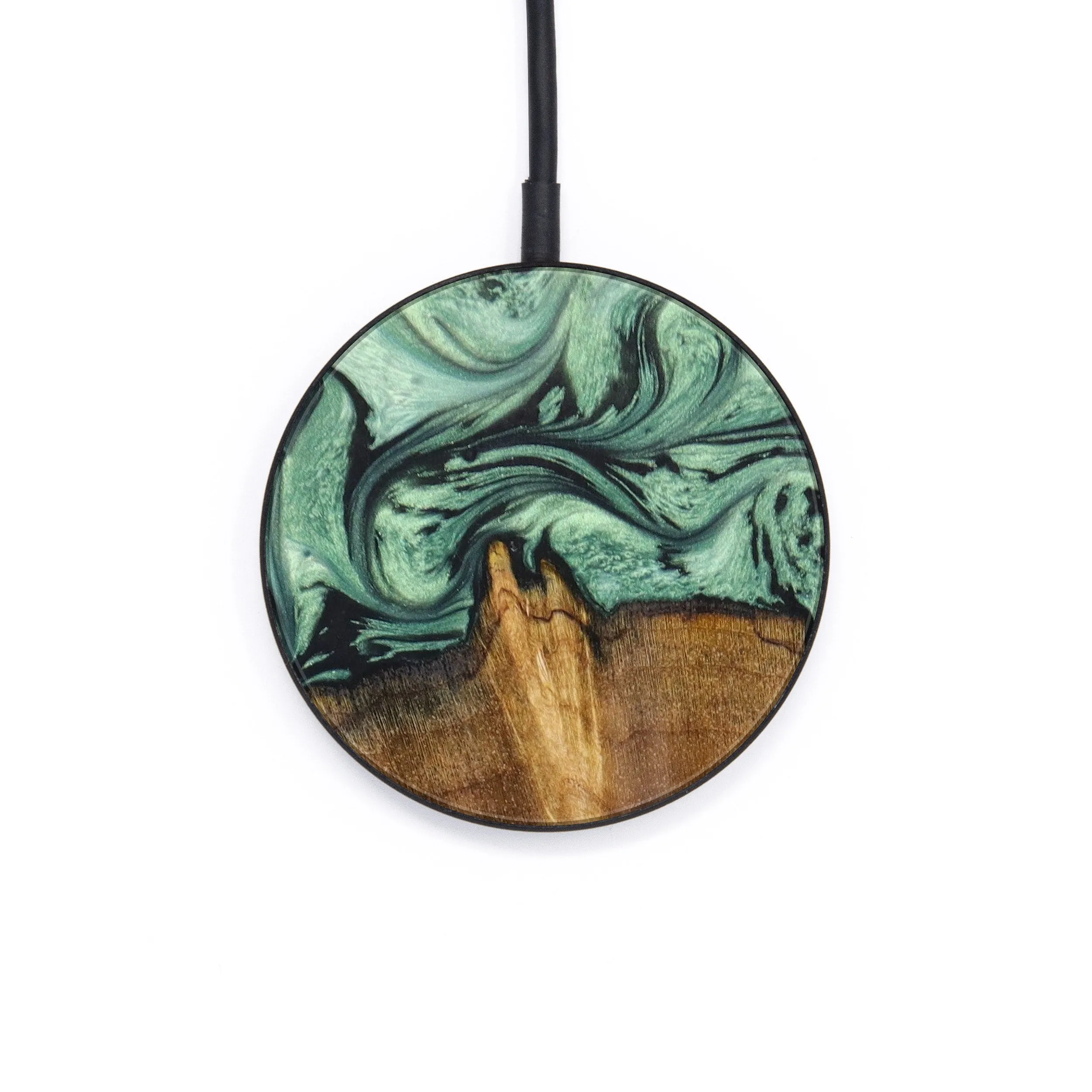 Circle Wood Resin Wireless Charger - Carson (Green, 637891)