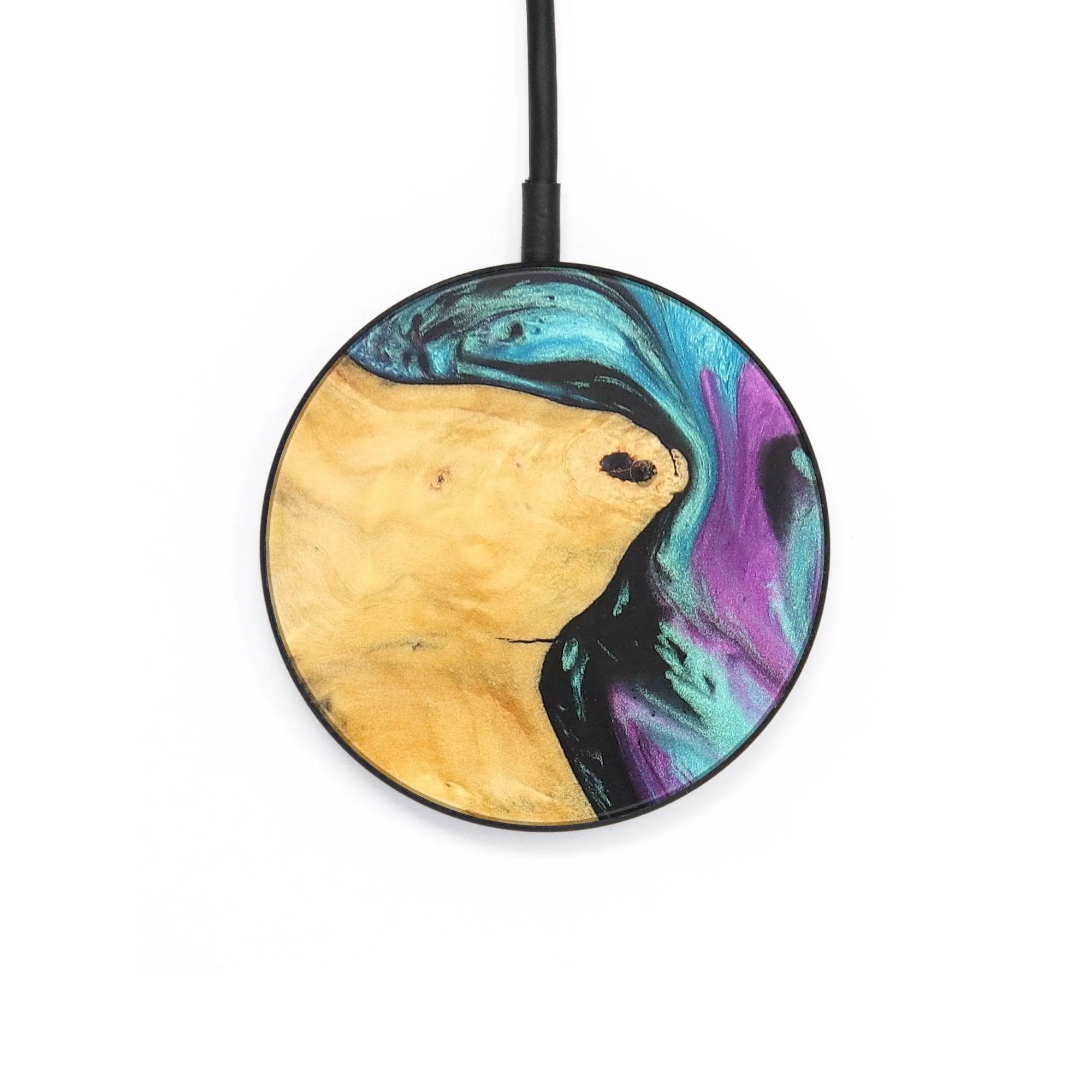 Circle Wood Resin Wireless Charger - Danny (Purple, 690819)