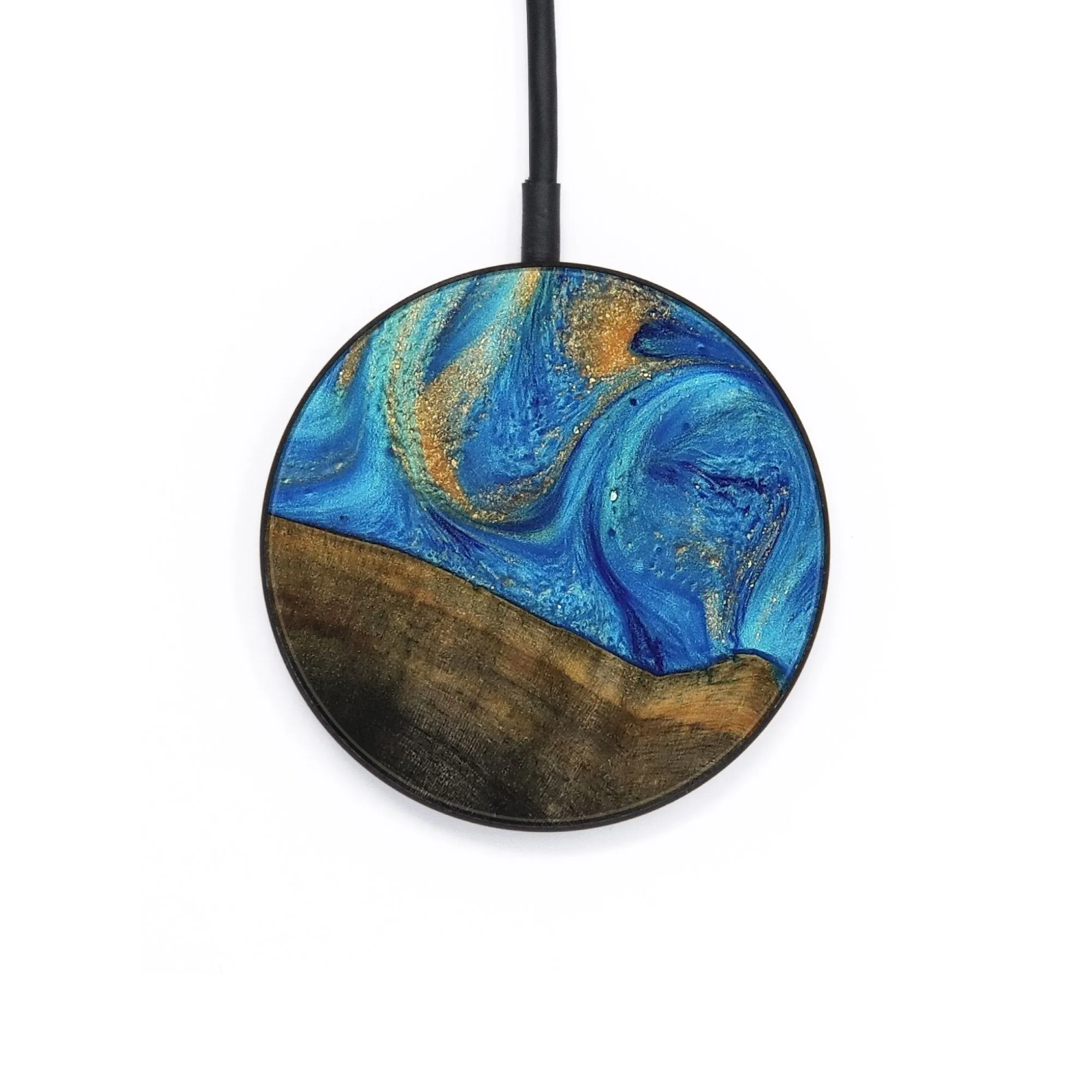 Circle Wood Wireless Charger - Vlado (Teal & Gold, 736319)