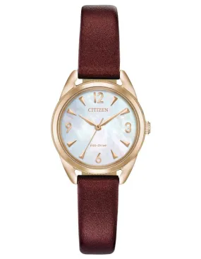 Citizen Ladies DRIVE LTR Watch - Rose Gold-Tone - Mother of Pearl -Vegan Leather