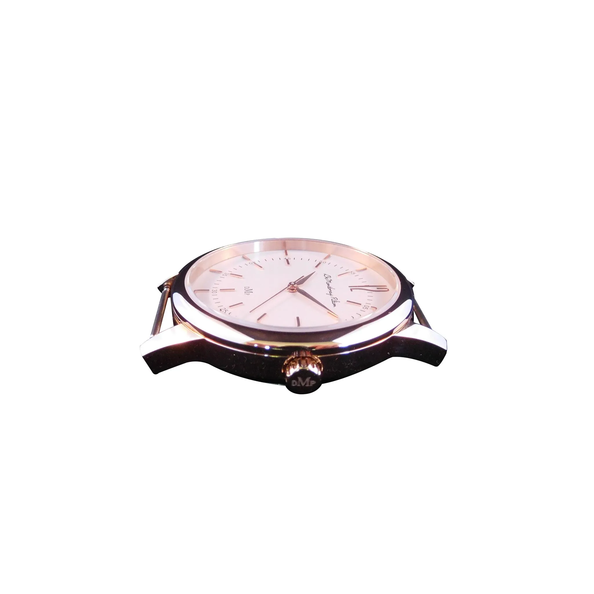 Classic Rose Gold Watch with White Leather Strap by DeMontbrayPilton