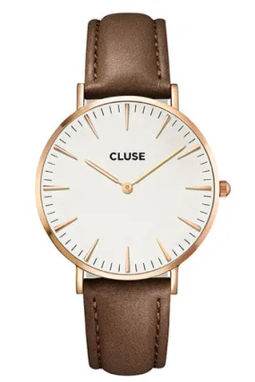 Cluse La BohíÂme Rose Gold White/Brown Watch