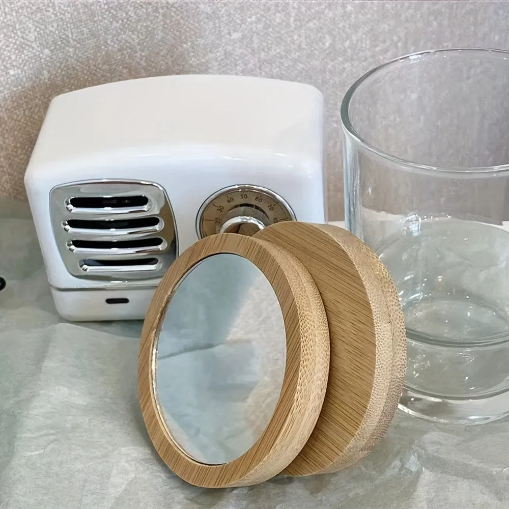 Compact Wooden Handheld Mirror for OntheGo Beauty Touchups