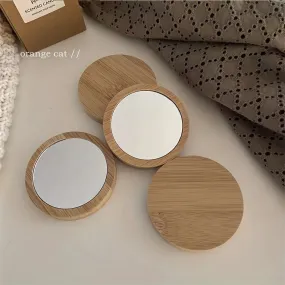 Compact Wooden Handheld Mirror for OntheGo Beauty Touchups