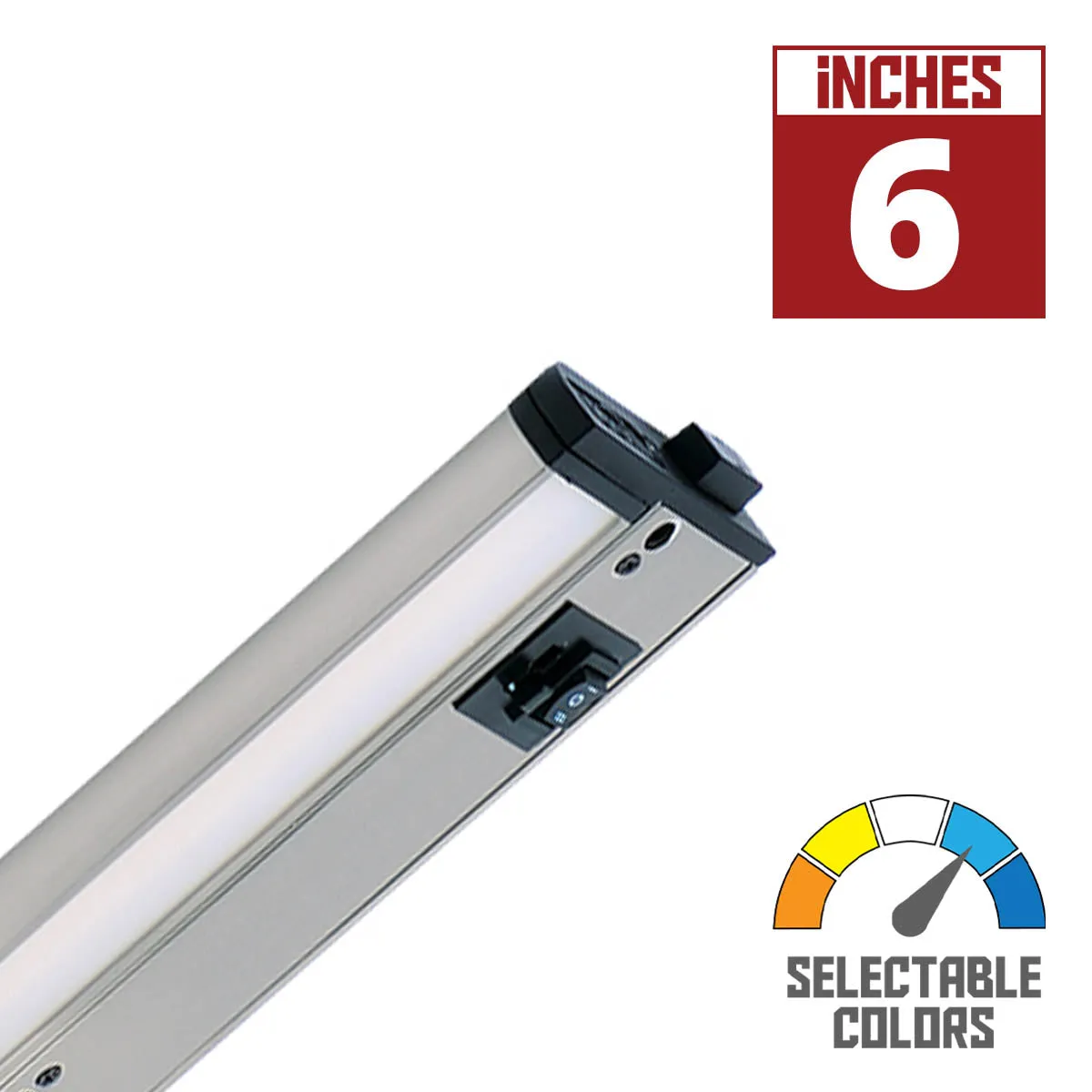 CounterMax 5K 6 Inch LED Under Cabinet Light, 2700K to 5000K, 360 Lumens, 120V, Nickel