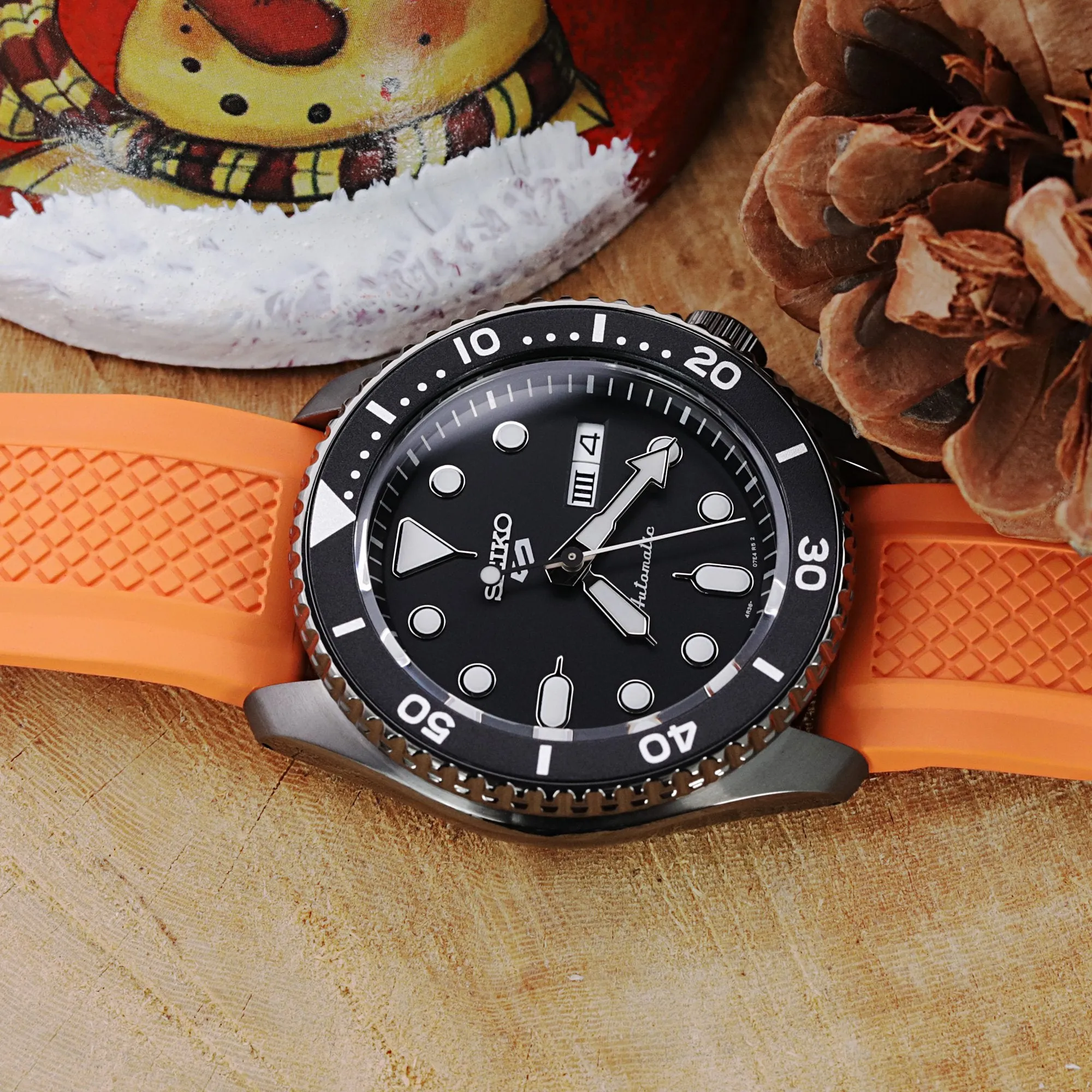 Crisscross Orange FKM Quick Release Rubber Strap, 20mm or 22mm