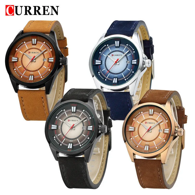 CURREN New Leather Watch Men Luxury Brand Analog Date Display Casual Watch Quartz Watch Men Wristwatch