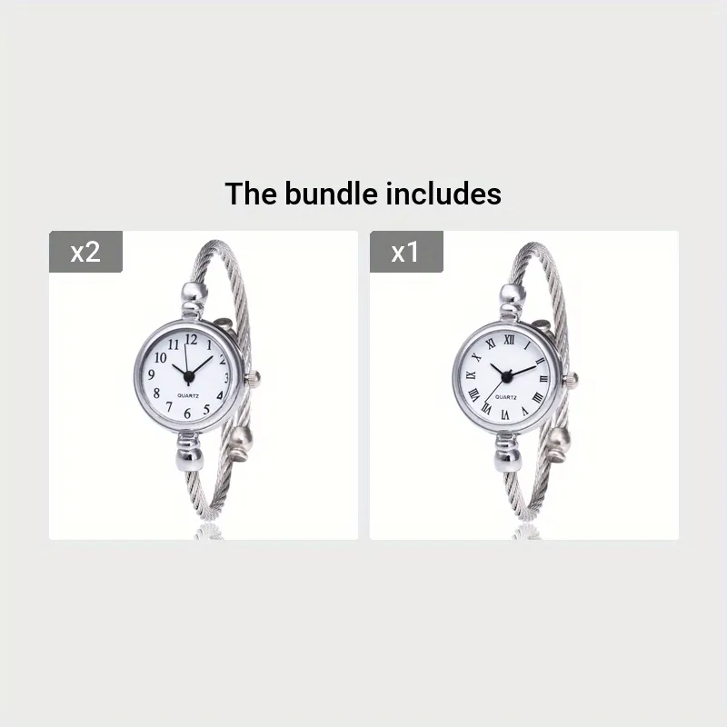 Cute Vintage Round Bangle Watch for Women