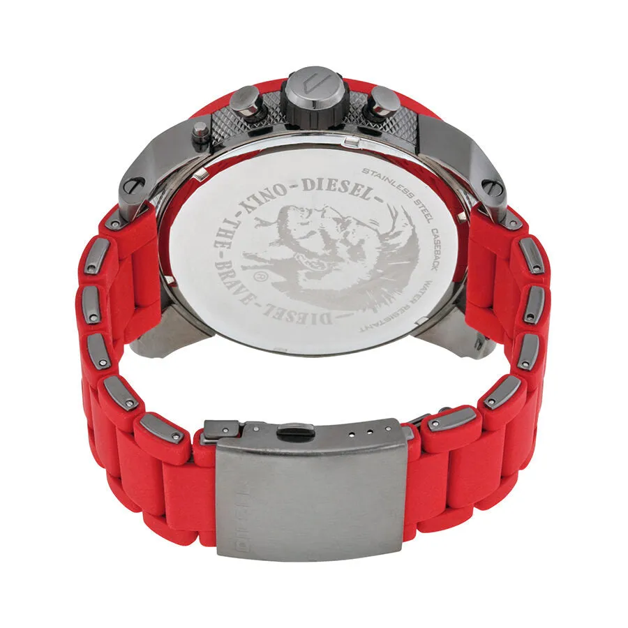 Diesel Daddies Series Chronograph Grey Four Time Zone Dial Red Silicone Men's Watch  DZ7279