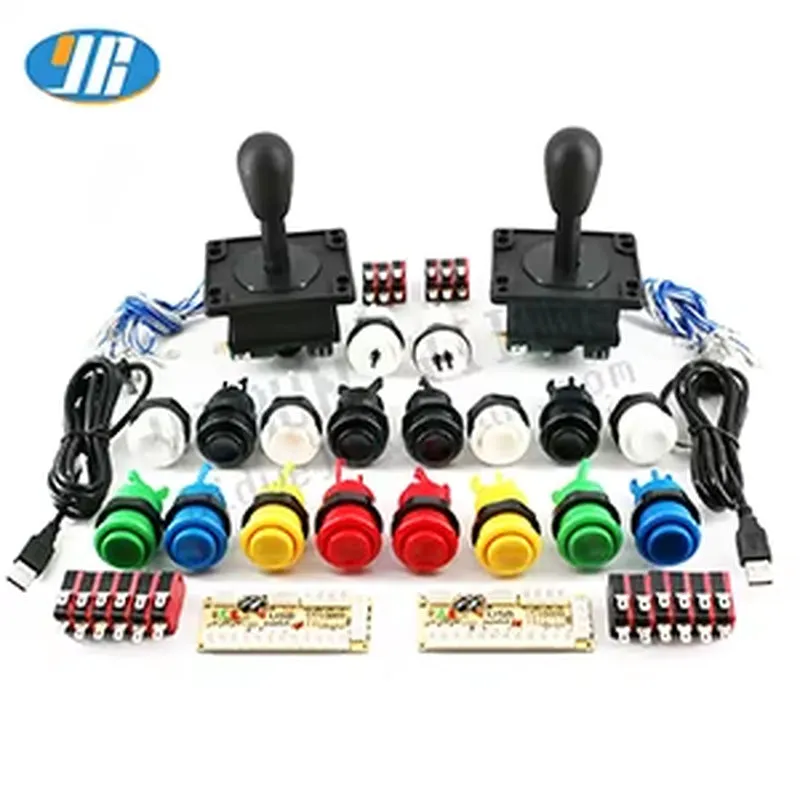 DIY Arcade Game Kit, Zero Delay Board, USB Encoder to PC, Raspberry Pi, 8 Way Happ Style Joystick Control, 2 Player Push Buttons