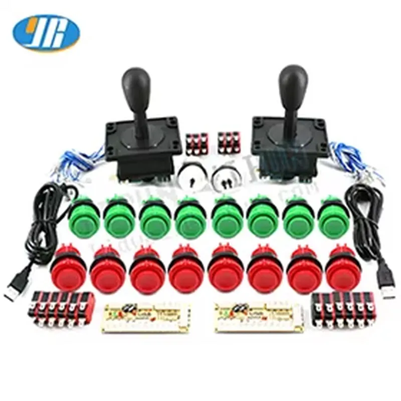 DIY Arcade Game Kit, Zero Delay Board, USB Encoder to PC, Raspberry Pi, 8 Way Happ Style Joystick Control, 2 Player Push Buttons