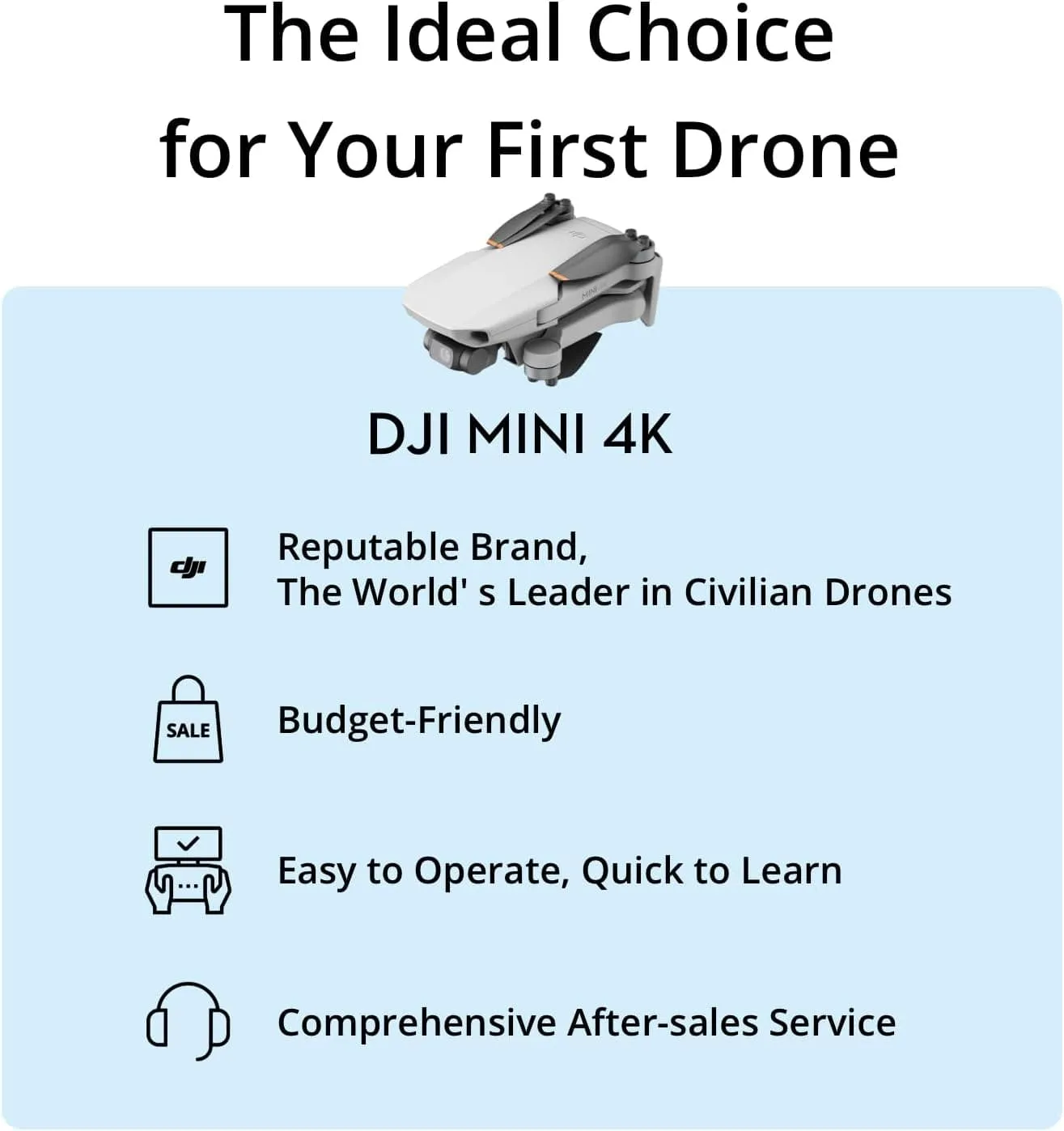 DJI Mini Drone with 4K UHD Camera, 3-Axis Gimbal, 10km Transmission, Auto Return, 31-Min Flight, Wind Resistant, Under 249g