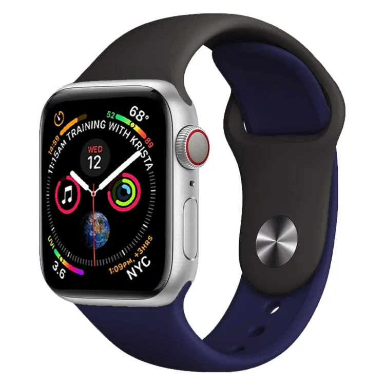 Double Colors Silicone Watch Band for Apple Watch Series 3 & 2 & 1 38mm (Dark Gray Blue)