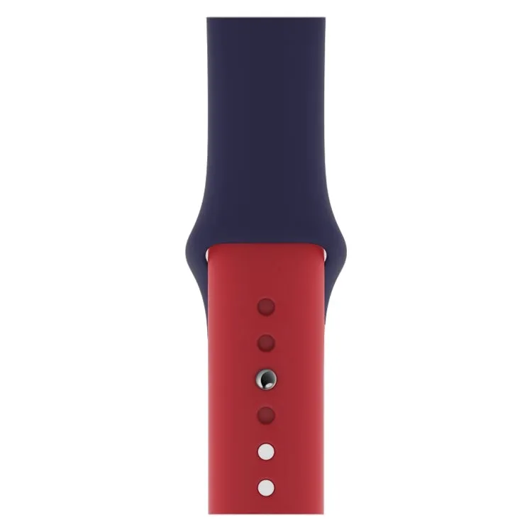 Double Colors Silicone Watch Band for Apple Watch Series 3 & 2 & 1 42mm (Dark Blue Red)