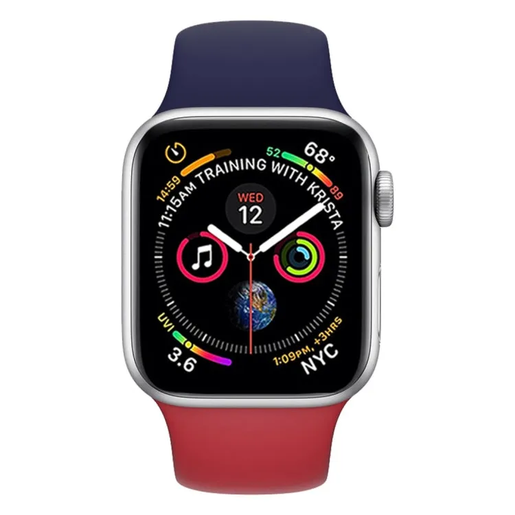 Double Colors Silicone Watch Band for Apple Watch Series 3 & 2 & 1 42mm (Dark Blue Red)