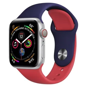 Double Colors Silicone Watch Band for Apple Watch Series 3 & 2 & 1 42mm (Dark Blue Red)