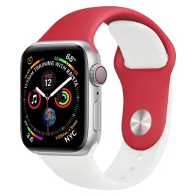 Double Colors Silicone Watch Band for Apple Watch Series 3 & 2 & 1 42mm(White Red)