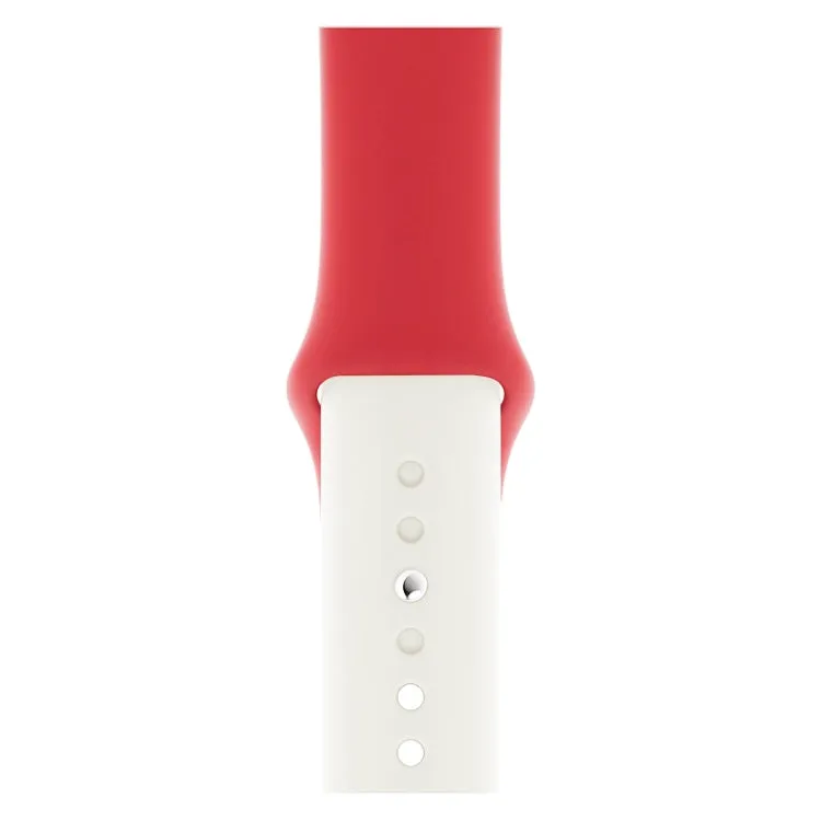 Double Colors Silicone Watch Band for Apple Watch Series 3 & 2 & 1 42mm(White Red)