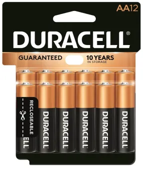 Duracell COPPERTOP MN1500 Series MN15RT12Z Battery, 1.5 V Battery, AA Battery, Alkaline, Manganese Dioxide :PK 12: QUANTITY: 1