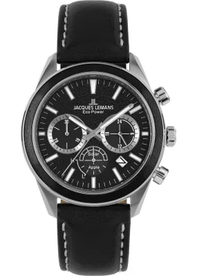 Eco Power Solar Chronograph Black Vegan Strap Men's Watch