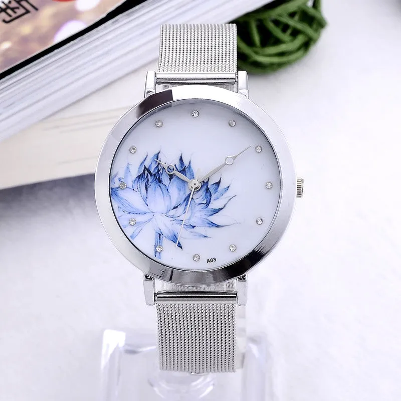 Eiffel Tower Flower Watch Fashion Luxury Women dress Watch Female Stainless Steel Strap Analog Round Dial Relogios Quartz clock