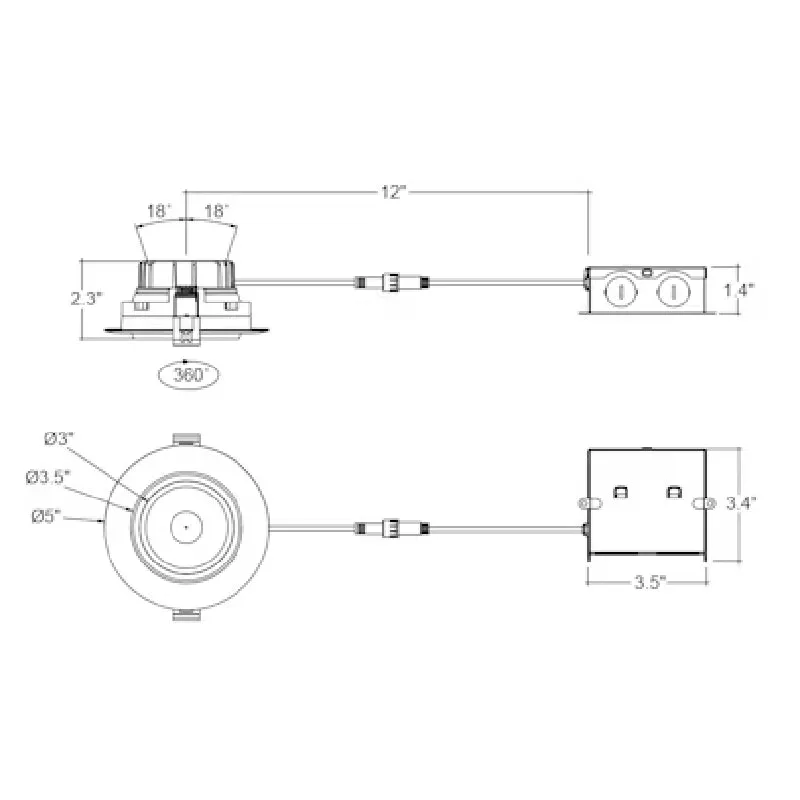 Envision LED 4" 12W Gimbal Adjustable Downlight Canless, 5CCT Selectable