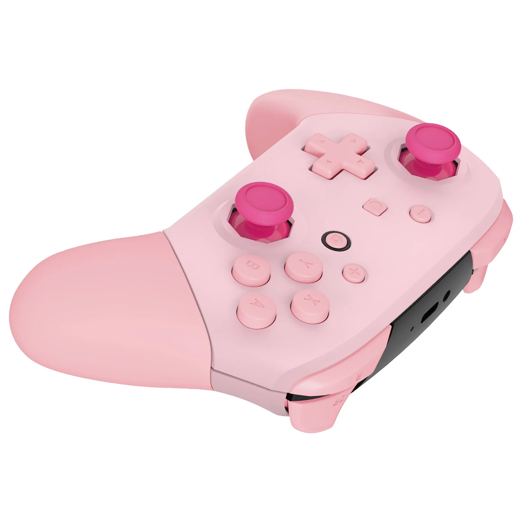 eXtremeRate Cherry Blossoms Pink & Puffy Pink Faceplate Backplate Handles Cover, Octagonal Gated Sticks Design DIY Replacement Grip Housing Shell for Nintendo Switch Pro Controller - Controller NOT Included - FRE622