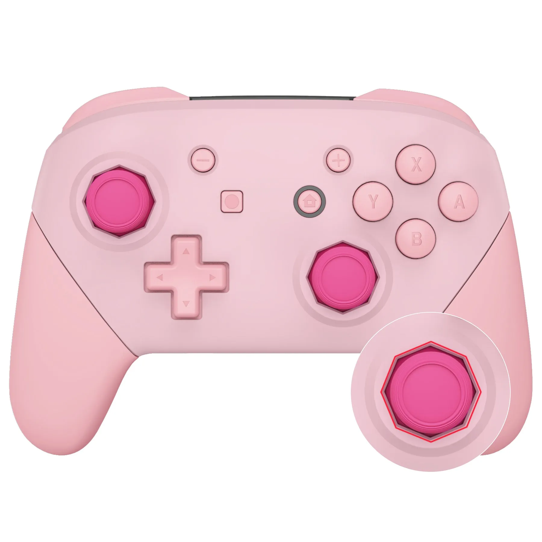 eXtremeRate Cherry Blossoms Pink & Puffy Pink Faceplate Backplate Handles Cover, Octagonal Gated Sticks Design DIY Replacement Grip Housing Shell for Nintendo Switch Pro Controller - Controller NOT Included - FRE622