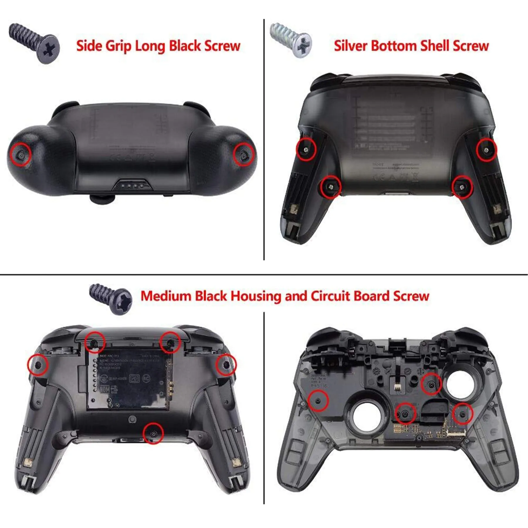 eXtremeRate DIY Replacement Full Set Buttons for Nintendo Switch Pro Controller - Black - KRP312