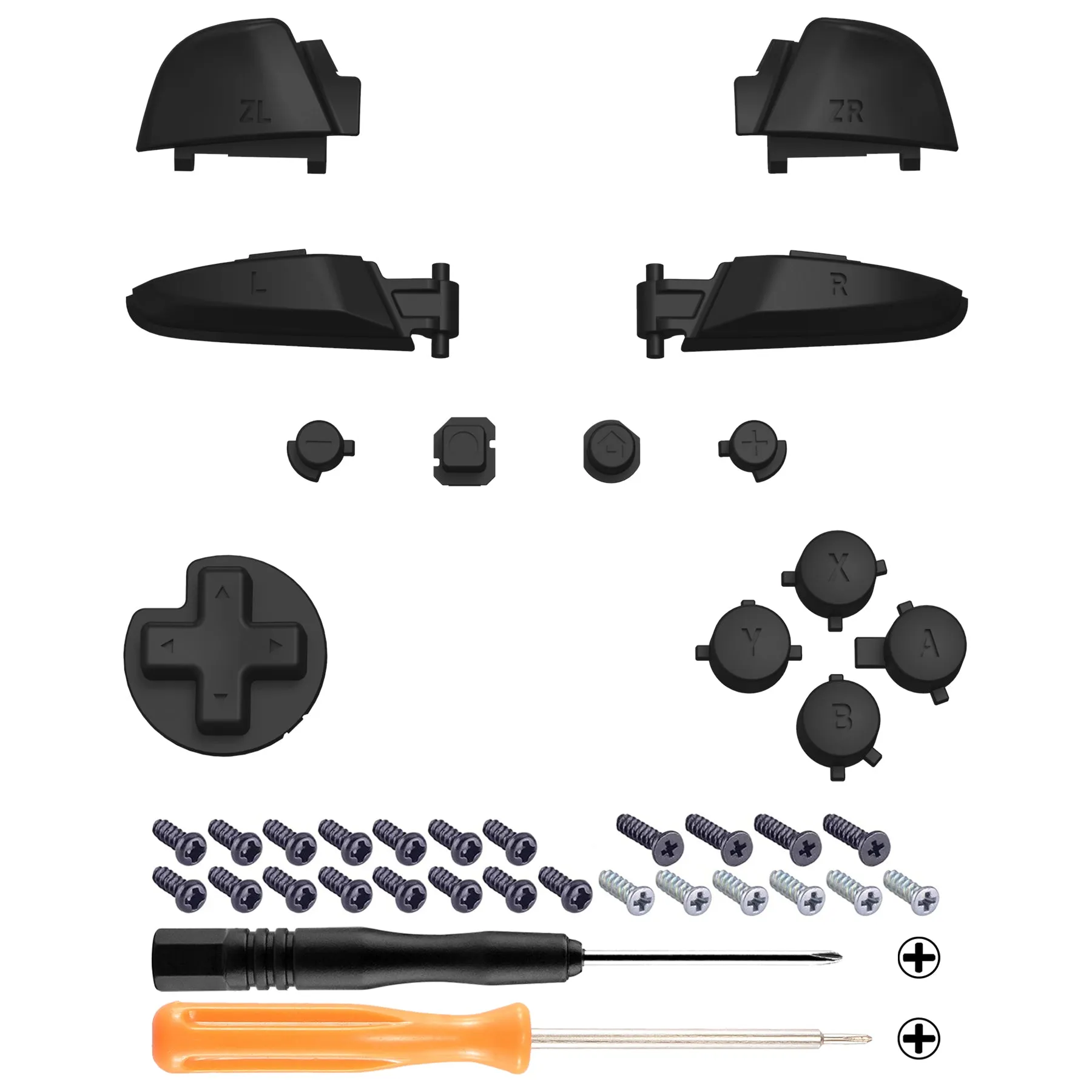 eXtremeRate DIY Replacement Full Set Buttons for Nintendo Switch Pro Controller - Black - KRP312