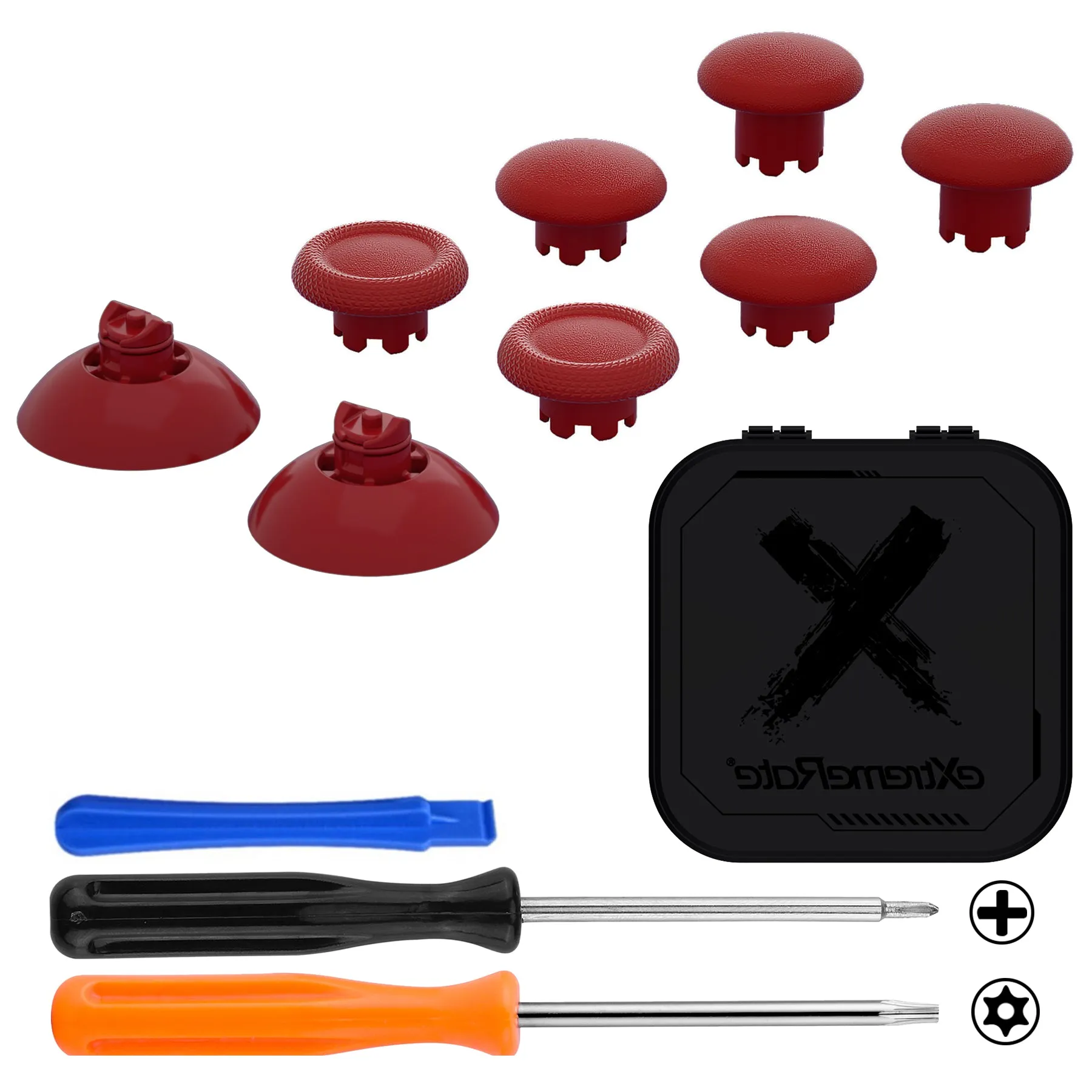 eXtremeRate EDGE Sticks Interchangeable Thumbsticks for Xbox Core Controller, Carmine Red Swappable Analog Stick Joystick for Xbox One S/X, Xbox Elite V1 Controller, for Nintendo Switch Pro Controller - AGLX3M004