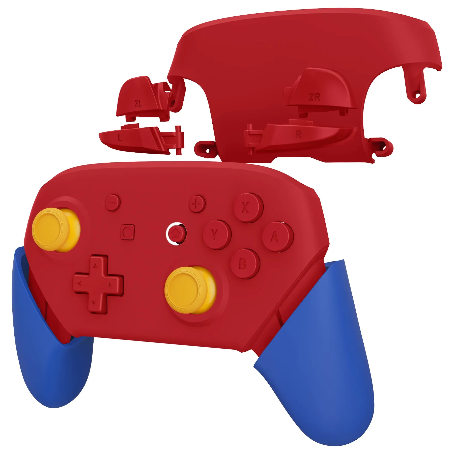 eXtremeRate Passion Red & Blue Faceplate Backplate Handles for Switch Pro Controller - Controller NOT Included - FRP355