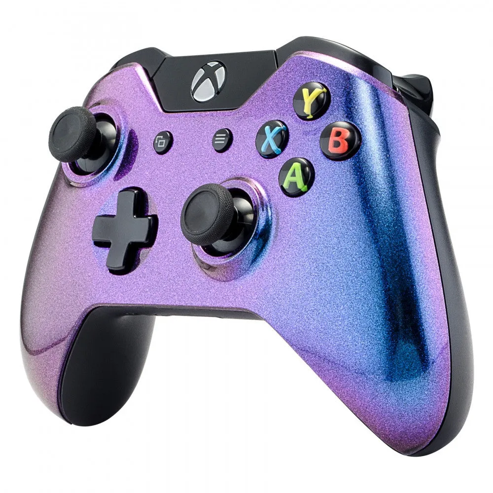 eXtremeRate Purple & Blue Chameleon Face Plate Front Shell Custom Kits for Xbox One Controller - XOMSF21