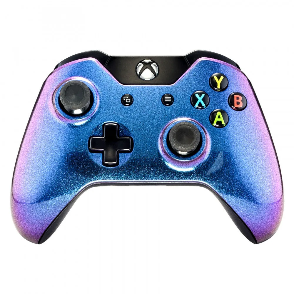 eXtremeRate Purple & Blue Chameleon Face Plate Front Shell Custom Kits for Xbox One Controller - XOMSF21