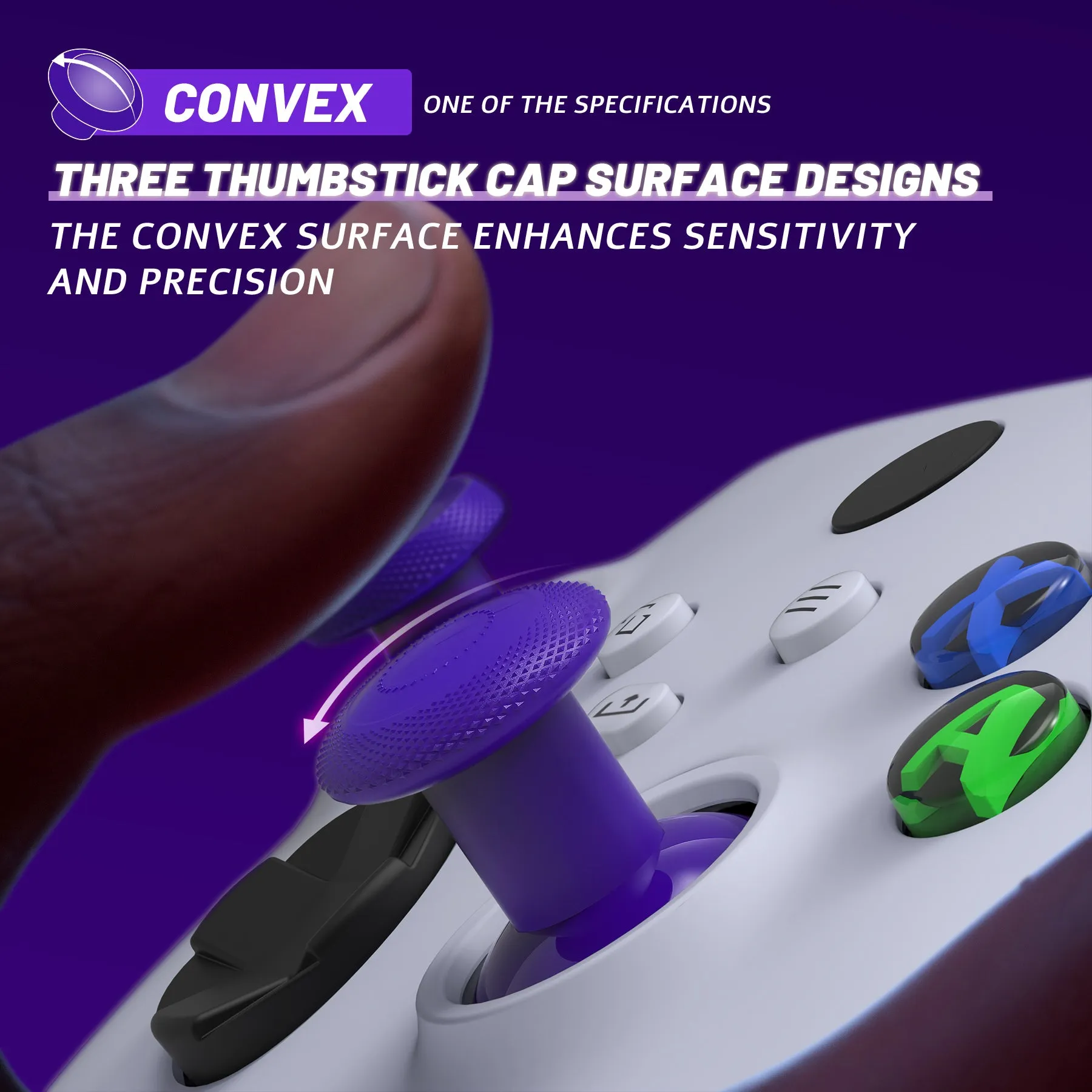 eXtremeRate ThumbsGear V3 Interchangeable Thumbsticks for Xbox Core Controller, 4 Height Adjustable Convex and Concave Grip Joysticks for Xbox One S/X/Elite, for Nintendo Switch Pro Controller - Purple - VRVX3M005