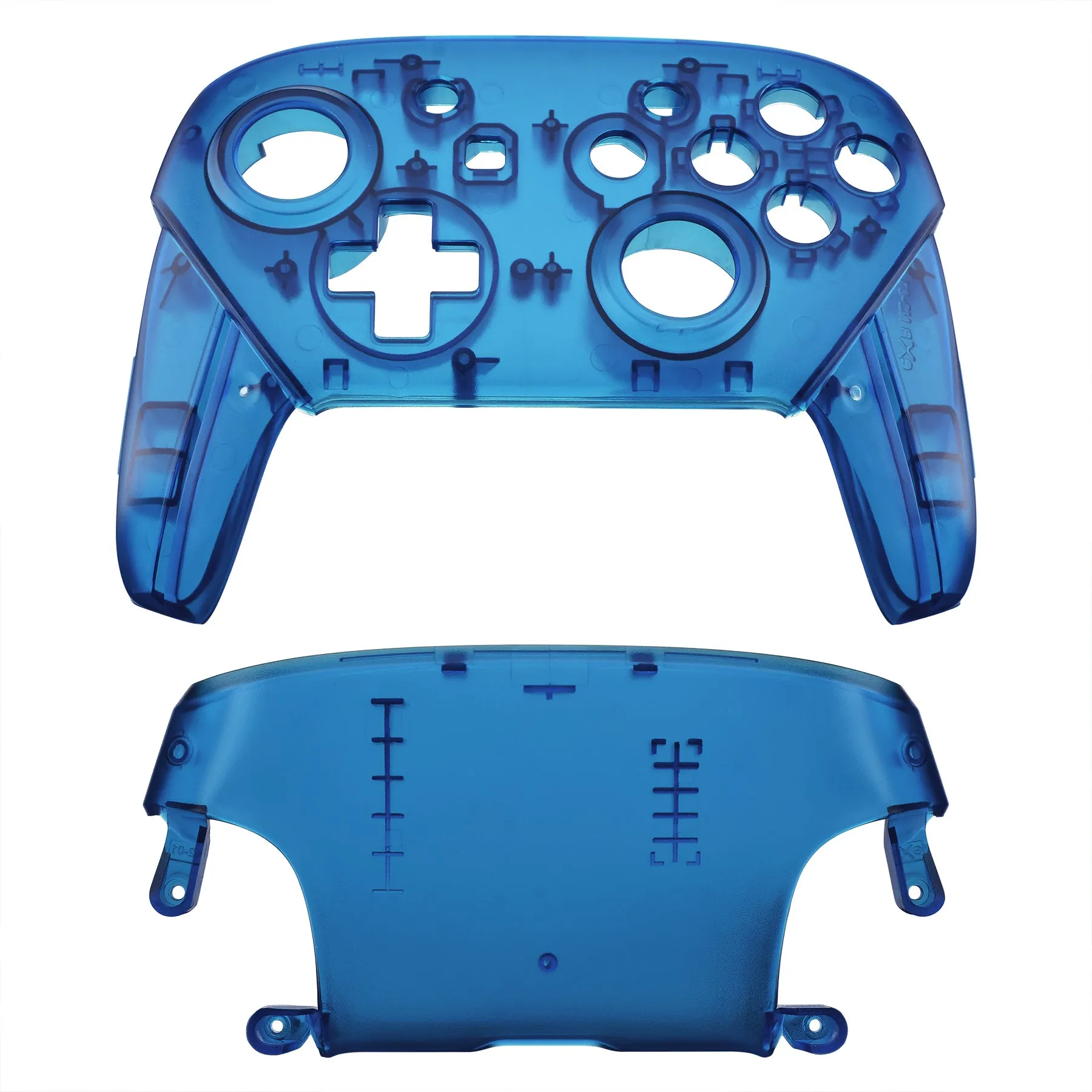 eXtremeRate Transparent Clear Blue Faceplate and Backplate for Nintendo Switch Pro Controller, DIY Replacement Shell Housing Case for Nintendo Switch Pro - Controller NOT Included - MRM503