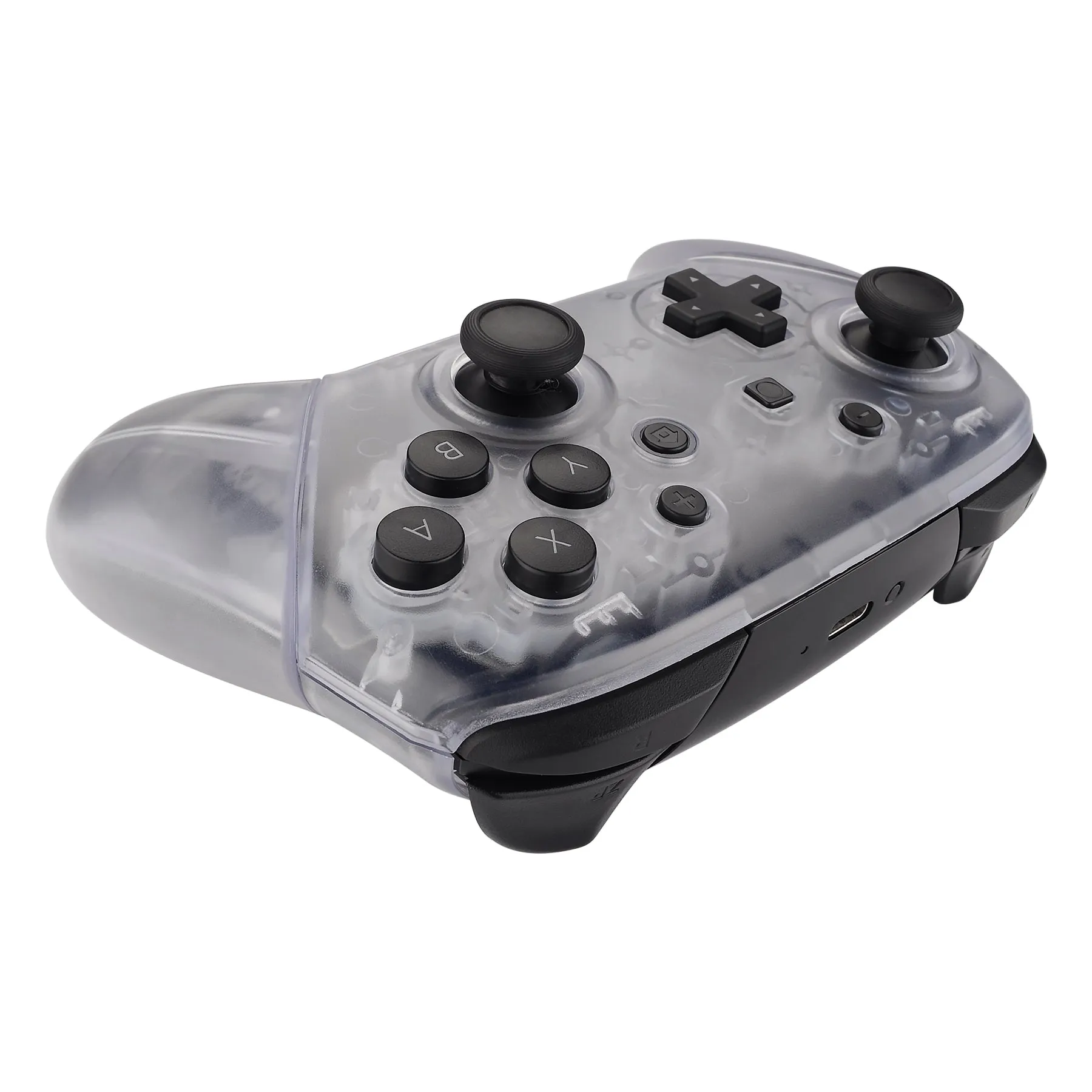 eXtremeRate Transparent Clear Faceplate Backplate Handles for Nintendo Switch Pro Controller, DIY Replacement Grip Housing Shell Cover for Nintendo Switch Pro - Controller NOT Included - FRM501