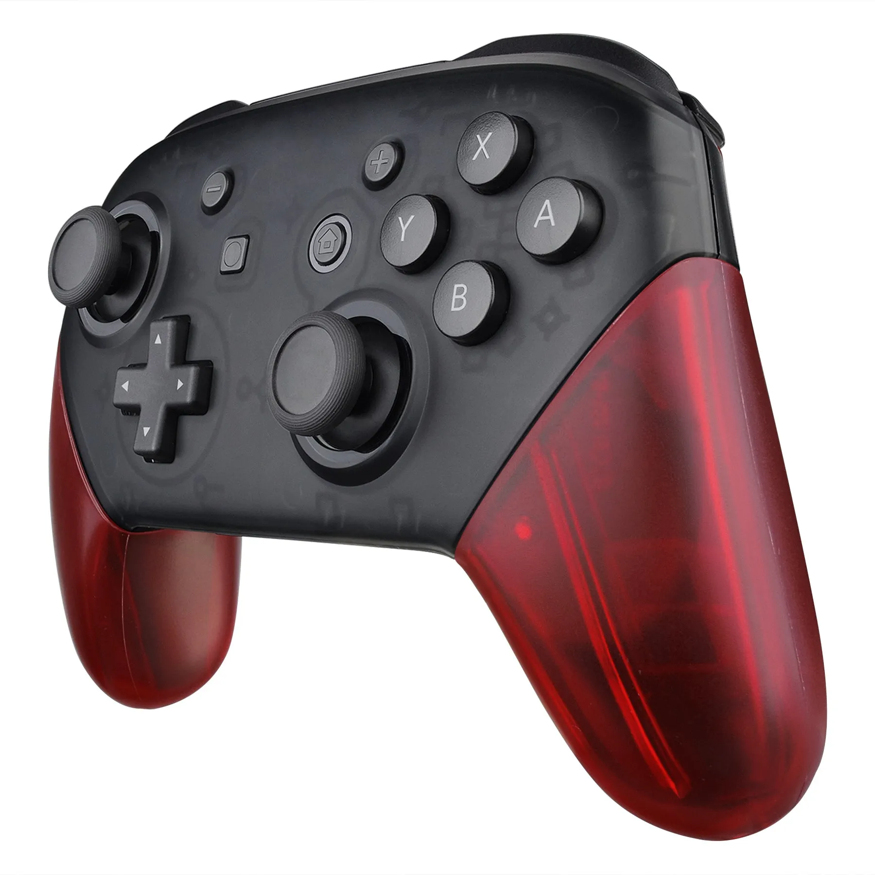 eXtremeRate Transparent Clear Red Replacement Handle Grips for Nintendo Switch Pro Controller, DIY Hand Grip Shell for Nintendo Switch Pro - Controller NOT Included - GRM502