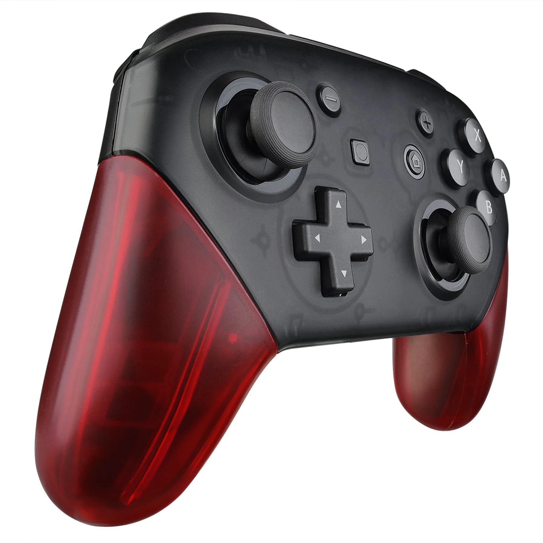 eXtremeRate Transparent Clear Red Replacement Handle Grips for Nintendo Switch Pro Controller, DIY Hand Grip Shell for Nintendo Switch Pro - Controller NOT Included - GRM502