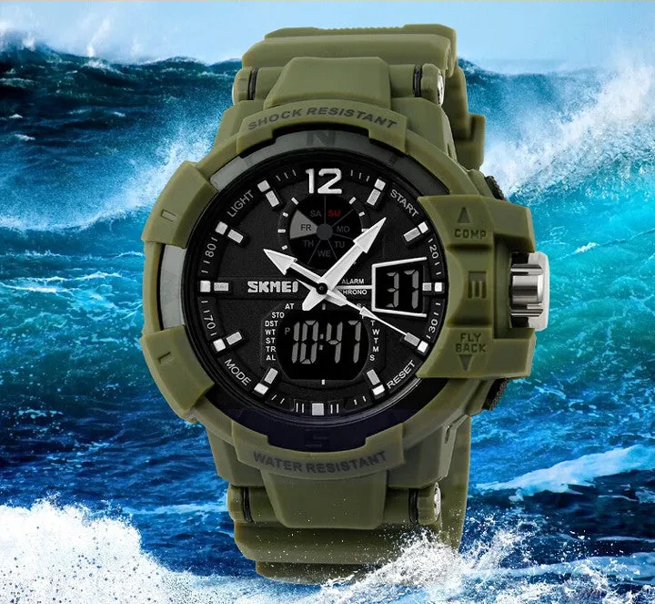 Fashion Outdoor Men Boy Sports Watches SKMEI Brand LED Digital Quartz Multifunction Waterproof Military Watch Dress Wristwatches