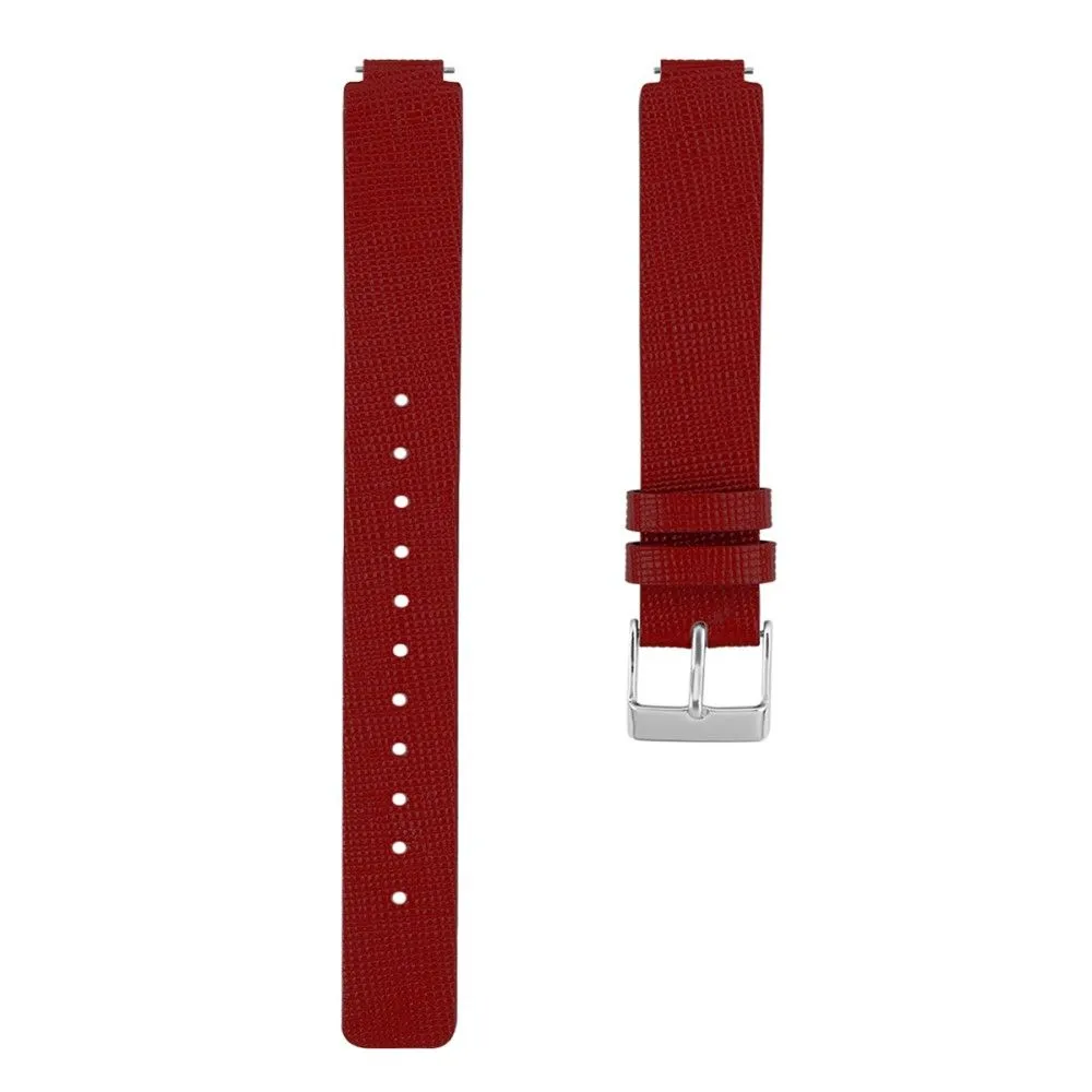 Fitbit Inspire / Inspire HR square pattern genuine leather watch strap - Red / Size: L