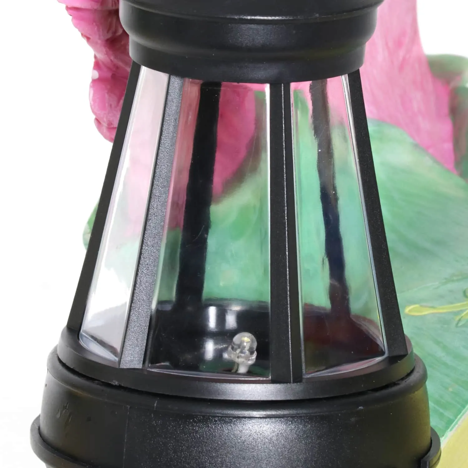 Flamingo Holding a Solar Lantern Garden Statue, 8 by 11 Inches