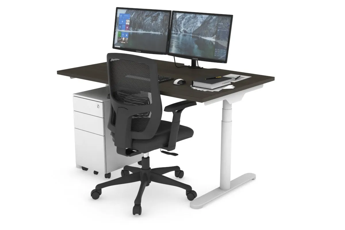 Flexi Premium Height Adjustable Single Workstation [1200L x 800W with Cable Scallop]