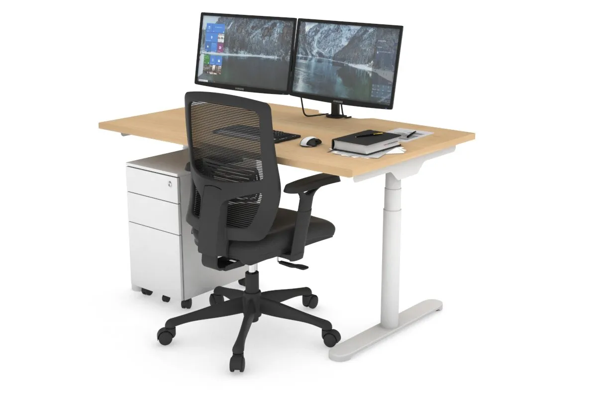 Flexi Premium Height Adjustable Single Workstation [1200L x 800W with Cable Scallop]