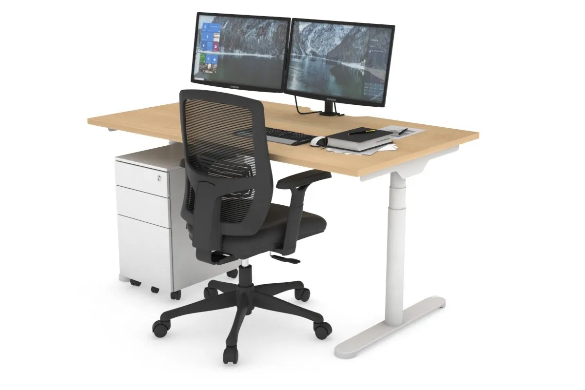 Flexi Premium Height Adjustable Single Workstation [1400L x 800W with Cable Scallop]