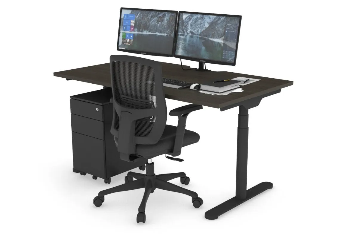 Flexi Premium Height Adjustable Single Workstation [1400L x 800W with Cable Scallop]