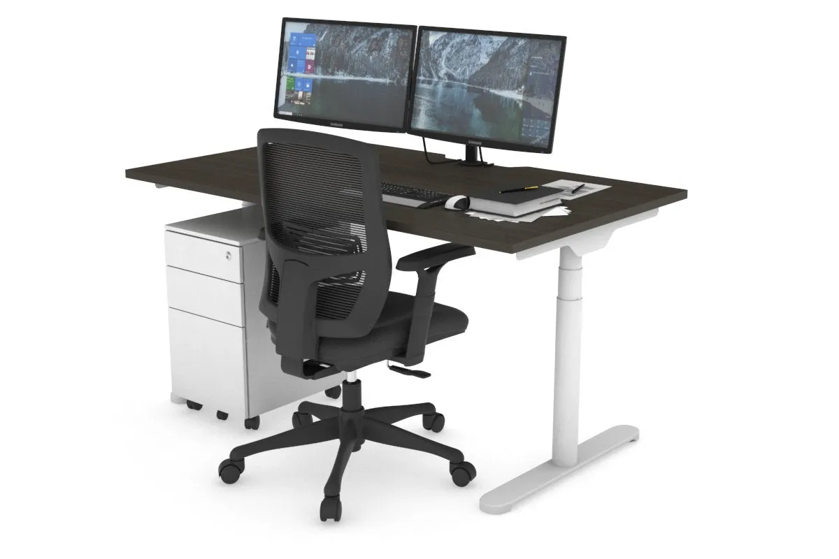 Flexi Premium Height Adjustable Single Workstation [1400L x 800W with Cable Scallop]